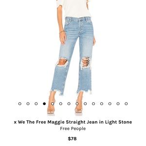 Free People Maggie Mid Rise Straight Jeans Light Stone